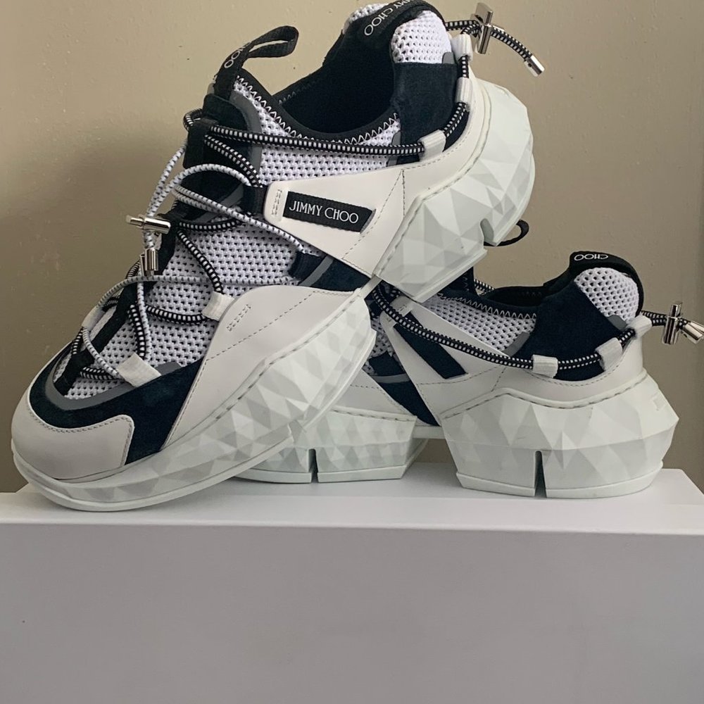 Jimmy Choo Mens New Diamond Trail Low-top Sneakers White/black